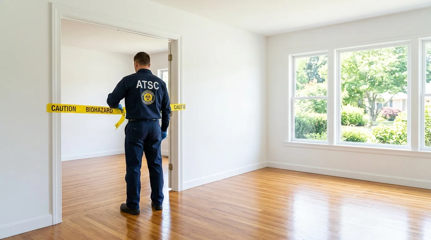 Certified biohazard cleanup crew performing Trauma Scene Cleanup in Bristol